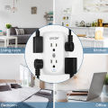 LENCENT Multi Plug 6 Outlet Extender, Surge Protector Power Strip 3-Side Widely Spaced Adapter Plug Extension Multiple Charger Expander, Mountable.