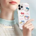 Hontinga for OPPO A16K A16E Back Cover + Free Lanyard Luxury 6D Plating Cartoon Cute Kitty Side Pattern Case Soft Silicone Square Phone Cases. 