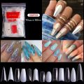 100/500Pcs Natural French Ballet Coffin False Nails Tips Half Cover French Acrylic ABS Tips Artificial 0 -9 Nail Art Tips. 