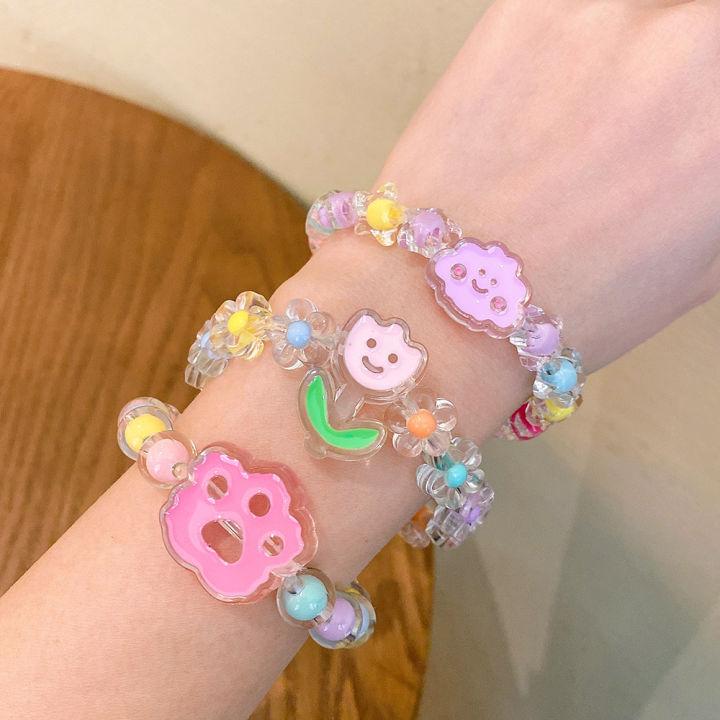 Cartoon kids bracelet princess girl jelly color beaded cute girl baby bracelet student jewelry