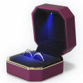 Square Velvet Wedding Ring Case Jewelry Gift Box with LED Light for Proposal Engagement Wedding Luxury Ring Box.