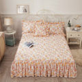 Cilected 100% Cotton Korean Fashion Small Floral Bed Skirt Home Bedding Decoration Cute Princess Wind Bedspread Sheet Cover. 