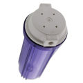 10" Clear Housing with White Rib Cap for RO & Filtration Systems 1/4" Ports with Relief Button. 