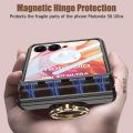 for Motorola Razr 50 Ultra Case Razr+ 2024 Razr Plus, with Built-in Screen Protector & Magnetic Hinge, Transparent Plating Luxury Clear Shockproof Protection and Ring Kickstand. 