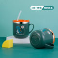 316 Stainless Steel Children's Milk Cup with Scale Double Layer Baby Learns to Drink Cup with Straw Milk Brewing and Drinking Water Straight Drink Cup. 