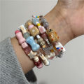 Kpop Harajuku Aesthetic Butterfly Love Star Ceramic Glass Acrylic Beaded Bracelet Girl 2000s EMO Charm Jewelry Y2K Accessories.