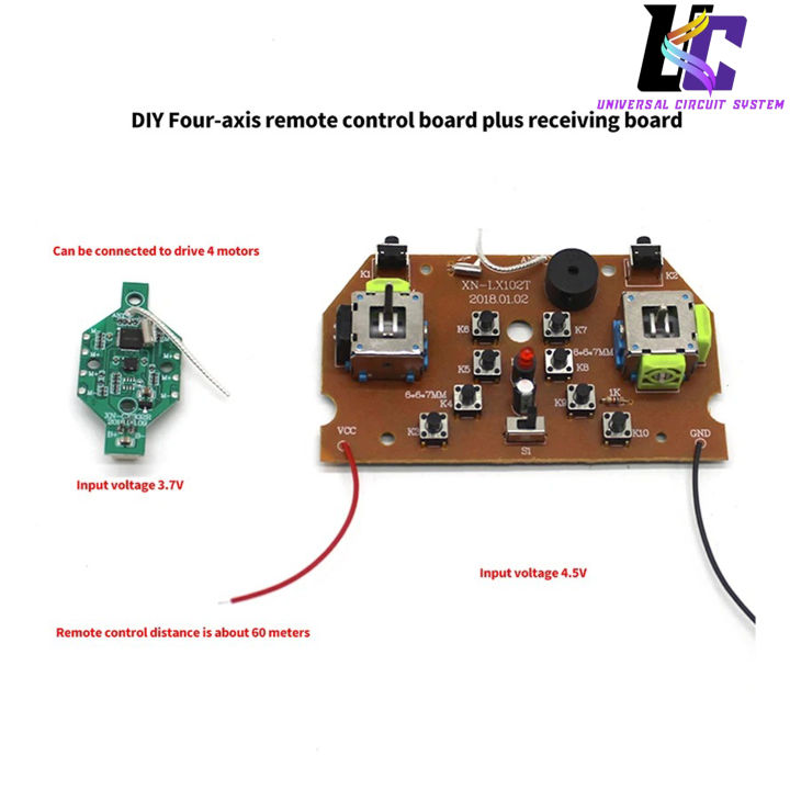 Mini Quadcopter Drone 4-Axis 2.4GHz Wireless Remote Control Transmitter and Receiver Board Kit
