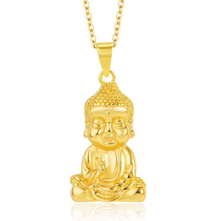 Gold-plated Buddha head chanting Buddhist scriptures, Buddha pendant, auspicious ornaments, sand gold Buddha head pendant