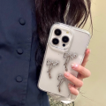 Aesthetics Stylish 3D Metal Bowknot Phone Case For iPhone 15 14 13 12 11 Pro Max Mini X XR 7 8 Plus SE Clear Cover Epoxy Shell. 