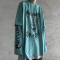 T-shirt Cross of Ts fake two-piece for men women long-sleeved dark -hop loose large size autumn trend top Simplicity. 