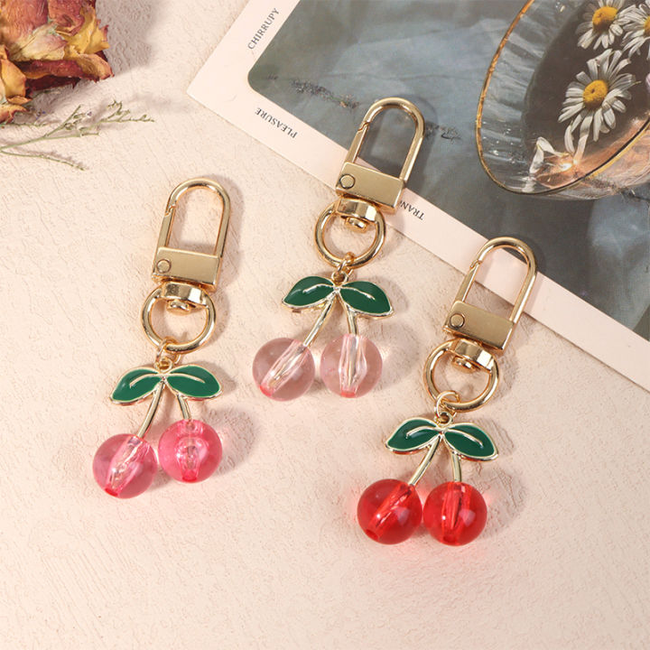 【sought-after】 Charm DIY Jewelry Gifts Lovely Cherry Keychain Simulated Fruit Keyring Pendants For Women Girls Handbag Decoration Cherry Super Store