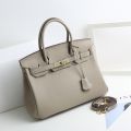 New Large Capacity Lychee Pattern Kelly Birkin Bag Cattlehide Leather Surface Fashion All-Match Trendy One-Shoulder Handbag.