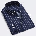 Classic Striped Shirt Men's Single-breasted Long-sleeved Shirts Autumn New Men Top Red Blue Black Slim Version Male Chemise. 