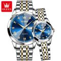Ol-evs 9931 Replica Stainless Steel Top Brand Quartz Fashionable Wrist Couple Watch For Men-Women Watch For Men. 