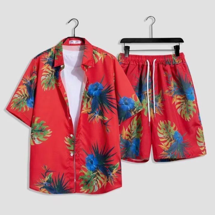 Printed%20Shirt%20Hainan%20Island%20Clothing%20Beachwear%20Sanya%20Xiaowei%20Style%20Thailand%20Travel%20Men%20and%20Women%20Couple%20Summer%20Thin%20Suit%20Fashion%20-%20Image%202