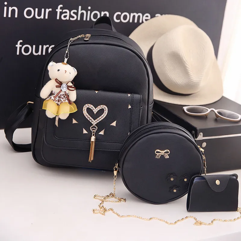 High Quality Women Pu Leather Backpacks Fashion 3 Pieces Set School Bags for Teenager Girls Casual Female Travel Laptop Backpack | Daraz.com.bd High Quality Women Pu Leather Backpacks Fashion 3 Pieces Set School Bags for Teenager Girls Casual Female Travel Laptop Backpack | Daraz.com.bd