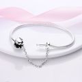 925 Sterling Silver Bracelet Moments Sparkle Heart-shaped Suitable for Pandora Snake Chain Bracelet DIY Beads for Gift Women. 