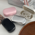 Solid Color Contact Lens Case Protective Korean Leather Solid Color Contact Lenses Companion Case 9.5*5.5*3.2cm With Mirror Leather With Mirror Large Care Box for Daily Use Travelling Makeup Routine Vision Care Fashion Statement.