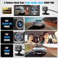 3 Channel Car DVR HD 1080P 3-Lens Inside Vehicle Dash CamThree Way Camera DVRs Recorder Video Registrator Dashcam Camcorder.