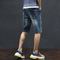 Lee Tpab cotton elastic washed denim shorts, men's quarter length jeans, youth summer casual pants trend.