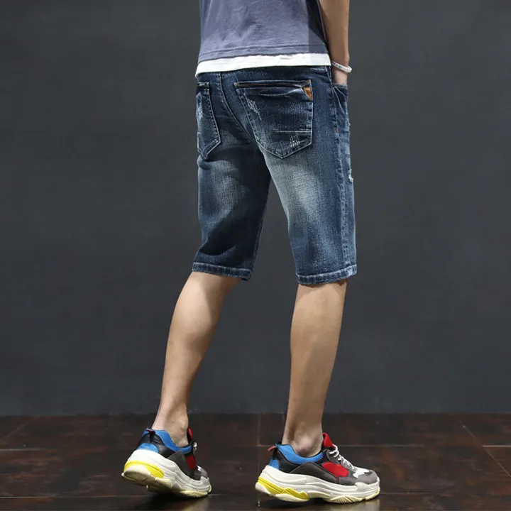 Lee%20Tpab%20cotton%20elastic%20washed%20denim%20shorts,%20men's%20quarter%20length%20jeans,%20youth%20summer%20casual%20pants%20trend%20-%20Image%204