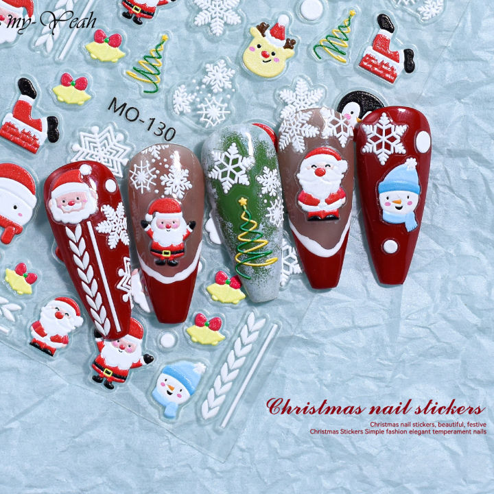 Myyeah%203D%20Christmas%20Nail%20Art%20Sticker%20Embossed%20Cute%20Santa%20Snowflake%20Cat%20Nail%20Decals%20Xmas%20Nail%20Decal%20Slider%20DIY%20Manicure%20Decoration%20-%20Image%207