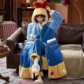 Winter coral velvet plush thickened Stitch nightgown loungewear set pache dog loose long. 
