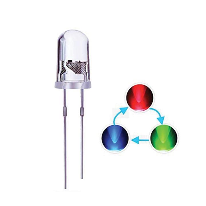 2 Pin RGB LED Light Emitting Diode 5mm LED Light Transparent LED Multi Color Blinking Light