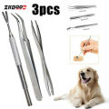 zkgood 3pcs Pet Cat Dog Tick Remover Tool Stainless Steel Fleas Lice Tweezers Clip Set Pet Supplies. 