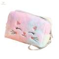Multifunctional Plush Cosmetic Bag Valentines Day Gifts Cute Zipper Travel Portable Toiletry Bag. 