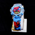 Spiderman Stylish wrist watch with music and light for kids- blue for kids. 