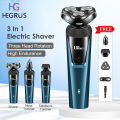 HEGRUS Trimmer Electric Shaver Trimmer For Men Rotary Razor 3 in 1 Facial Grooming Kit USB Rechargeable Beard Hair Cutter Machine Multifunctional Floating Razor Professional Electric Shaver For Men. 