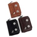 Minimalist Synthetic Leather Summer Wallet for Men - Double Magnetic Button Multi-Card Style with Polyester Lining.