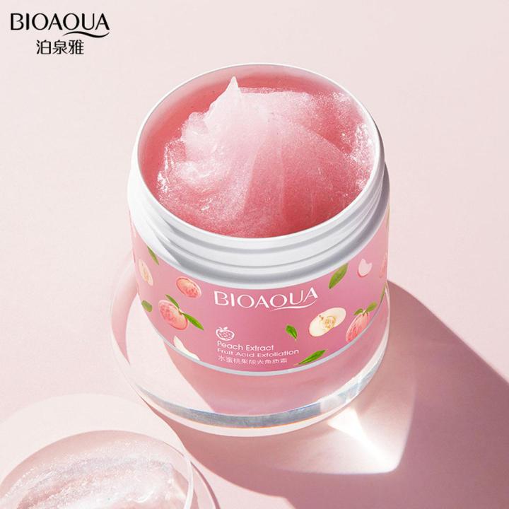 BIOAQUA Body Neck Legs Back Peach Extract Fruit Acid Exfoliation Cream Scrub- 140Gm