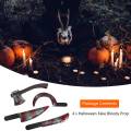 4Pc Halloween Plastic Fake Bloody Props Knife Ax Cleaver Sickle Role-Playing Horror Toy Halloween Party DIY.
