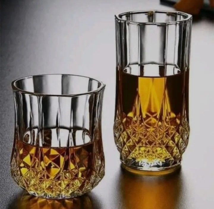 Crystal clear beautiful unique design set of 6 water glasses and 6 sorbet glasses (total combo set of 12)