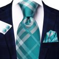 【Bestselling Product】 Black Brown Silk Ties For Men 2024 Classic Plaid Check Business Wedding Mens Neck Tie Handkerchief Cufflinks Gift For Men Hi-Tie.