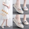 Women's Cloth Shoes Old Beijing Autumn New Slip-on Lofter Low-Cut Canvas Shoes Casual Flat Shoes Soft Bottom Women's Shoes. 