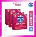 SKINS Dots & Ribs Premium Condoms 3,s Combo Pack (4x3)=12Pcs (UK). 