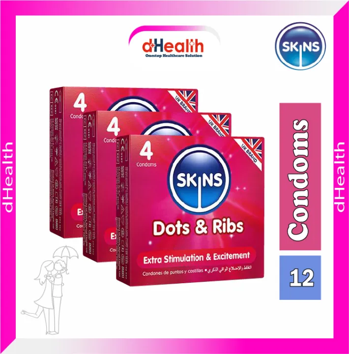 SKINS Dots & Ribs Premium Condoms 3,s Combo Pack (4x3)=12Pcs (UK)