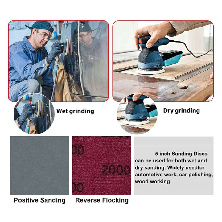 120Pcs%205-Inch%20Sanding%20Disc%20Sets,%20Hook&Loop%205-Inch%208-Hole%20Combination%20(800/1000/1500/2000/3000/5000)%20Sandpaper%20-%20Image%203