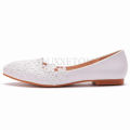 Summer Ballet Flats White Lace Bride Wedding Shoes Flat Low Heel Casual Without Heels Women Dress Pumps Sweet Women shoe.