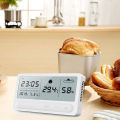 Digital Hygrometer Thermometer Indoor Room Outdoor Temperature Humidity Meter LCD Stand Magnetic Backing Sensor Monitor with Humidity Gauge Mini Weather Station with Clock.