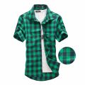 Green Plaid Shirt Men Shirts 2023 New Summer Fashion Chemise Homme Mens Checkered Shirts Short Sleeve Shirt Men Blouse.