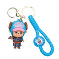 Cartoon anime One Piece keychain, Luffy Chopper, three-dimensional doll, car keychain pendant, bag ornament. 