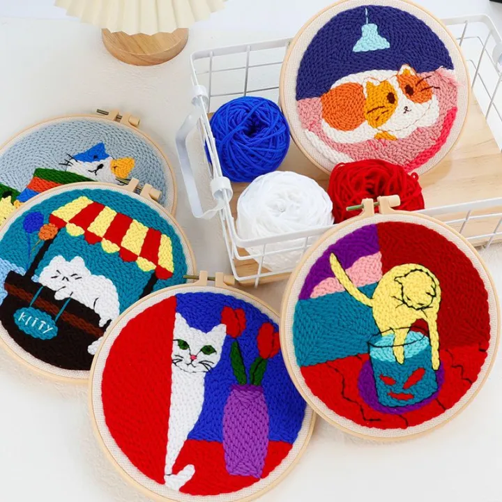 Punch%20Needle%20Starter%20Kit%20Animal%20Cat%20Floral%20Rug%20Hooking%20Beginner%20Set%20Adjustable%20Embroidery%20Pen%20Hoop%20for%20Kids%20Adults%20Craft%20Gift%20Vnce%20Lncei%20-%20Image%203