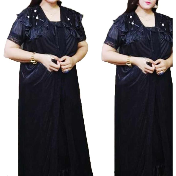 Latest Collection 2 Part Nighty Ladies Silk Satin Night Dress Set - Night Dress For Women