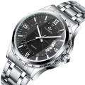 FOURRON Fashion Watch For Men Business Luminous Calendar Stainless Steel Strap Quartz Wristwatch 688.