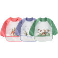 Cute Cartoon Baby Bibs Waterproof Infant Eating Bib with Pocket Children Drawing Long Sleeve Apron Kids Burp Cloth Baby Stuff. 