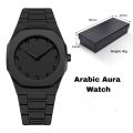 Men's Arabic Numeral Quartz Watch PC Plastic Material- Aura Arabic Watch - Black.